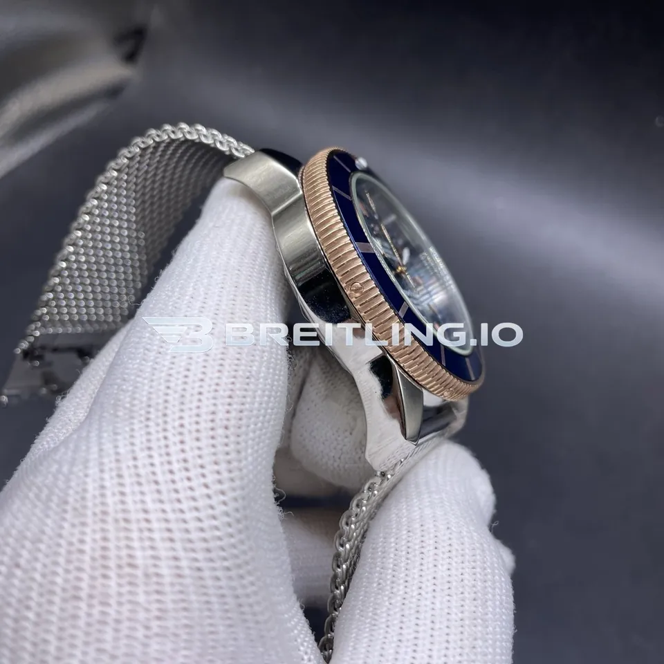 Breitling Superocean Heritage AB2020161C1A1 46mm Blue Dial Blue Ceramic Bezel Milanese Mesh Bracelet Super Clone Left View