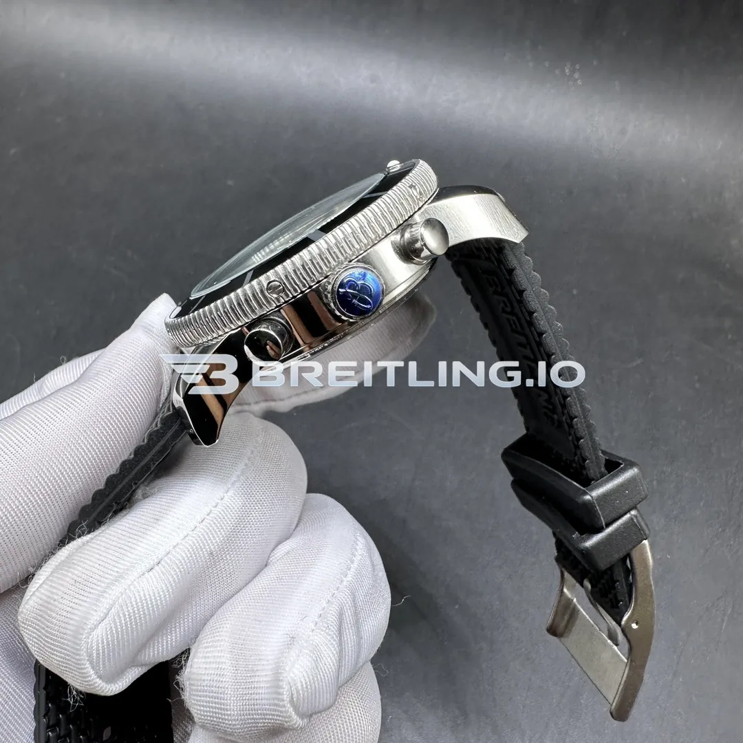 Breitling Superocean Heritage AB0162121C1S1 44mm Blue Dial Black Ceramic Bezel Black Woven Rubber Strap Chronograph Super Clone Right View