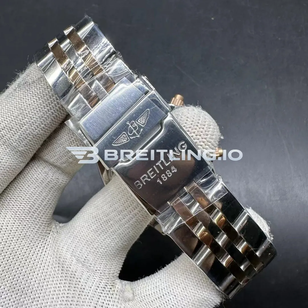 Breitling Chronomat CB0110121B1C1 44mm Black Dial 18K Rose Gold Bezel Two Tone Steel Bracelet Chronograph Super Clone Strap And Clasp