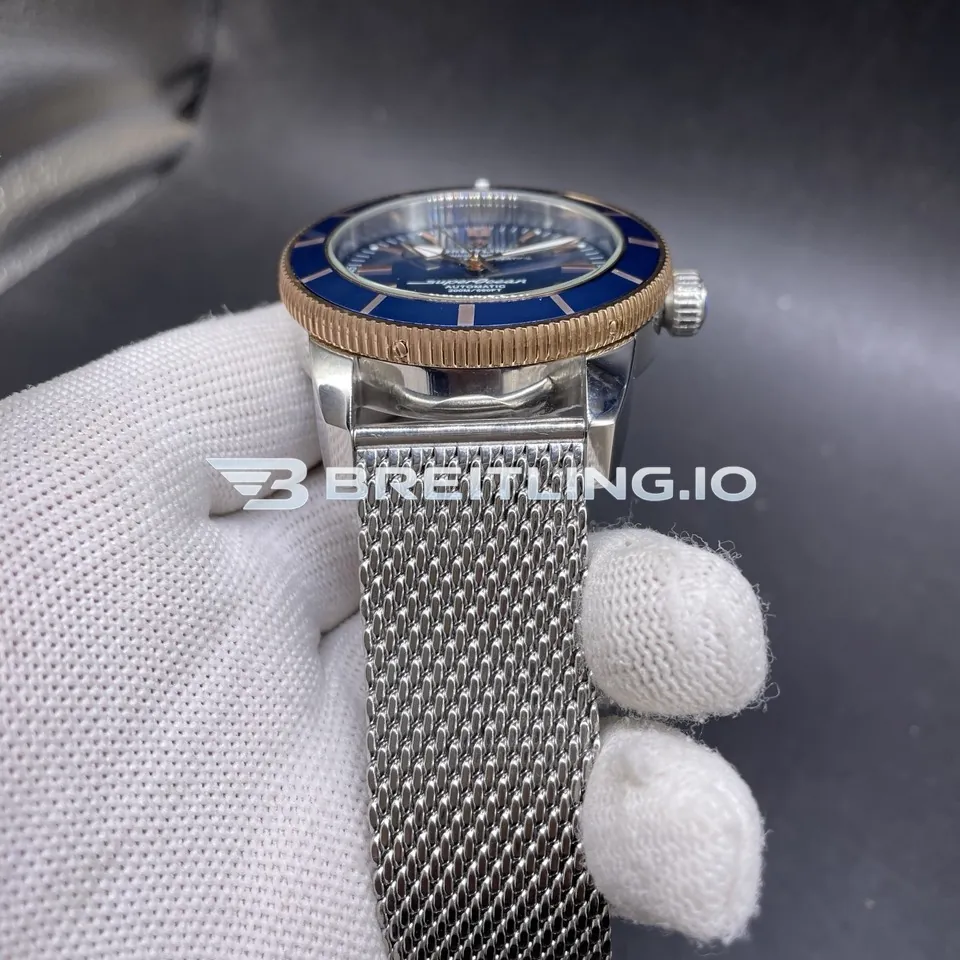 Breitling Superocean Heritage AB2020161C1A1 46mm Blue Dial Blue Ceramic Bezel Milanese Mesh Bracelet Super Clone Strap