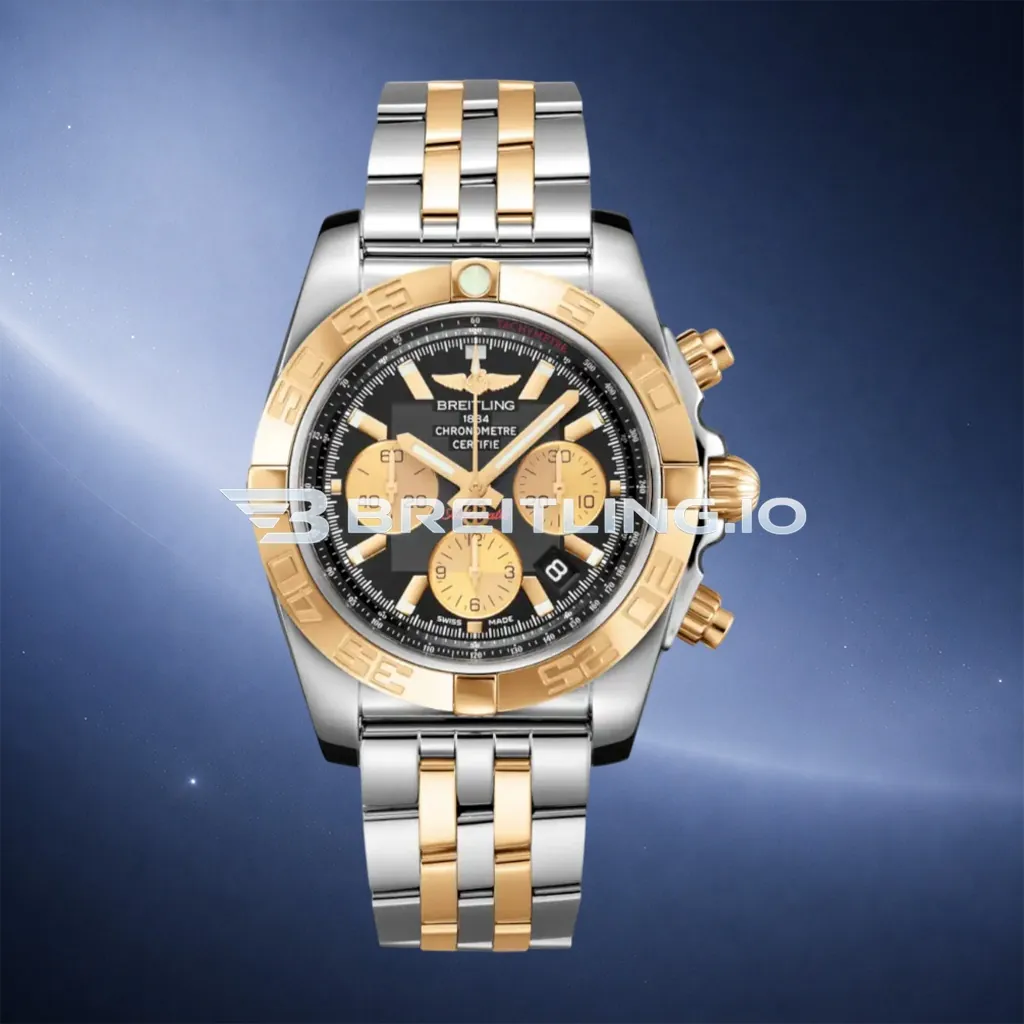 Breitling Chronomat CB0110121B1C1 44mm Black Dial 18K Rose Gold Bezel Two Tone Steel Bracelet Chronograph Super Clone First Image