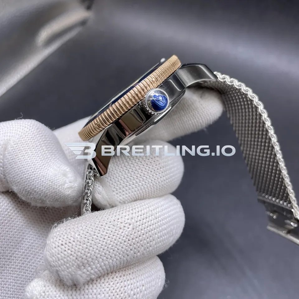 Breitling Superocean Heritage AB2020161C1A1 46mm Blue Dial Blue Ceramic Bezel Milanese Mesh Bracelet Super Clone Right View