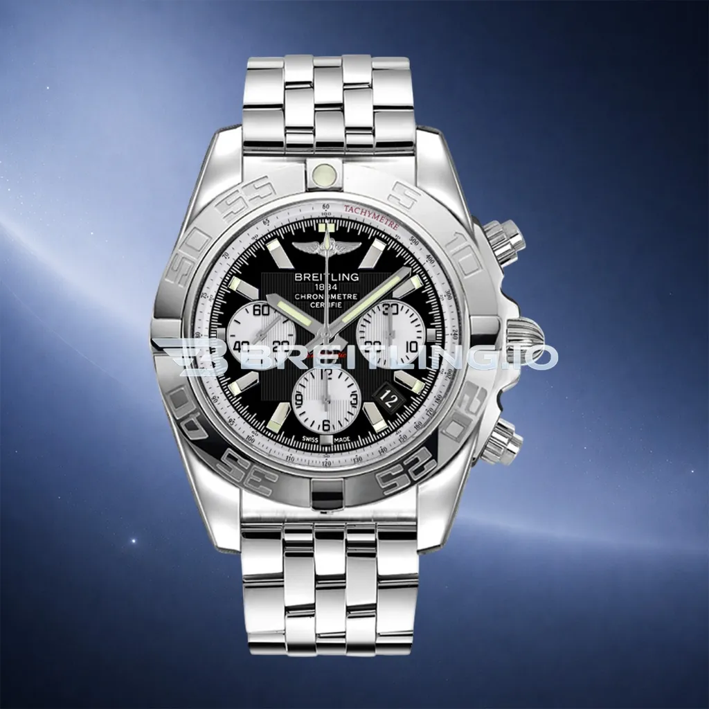 Breitling Chronomat AB011012B967 44mm Black Dial Polished Stainless Steel Bezel Steel Bracelet Chronograph Super Clone First Image