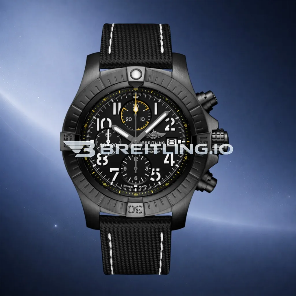 Breitling Avenger V13317101B1X1 45 Night Mission Black Dial DLC Titanium Case Black Canvas Strap Super Clone First Image