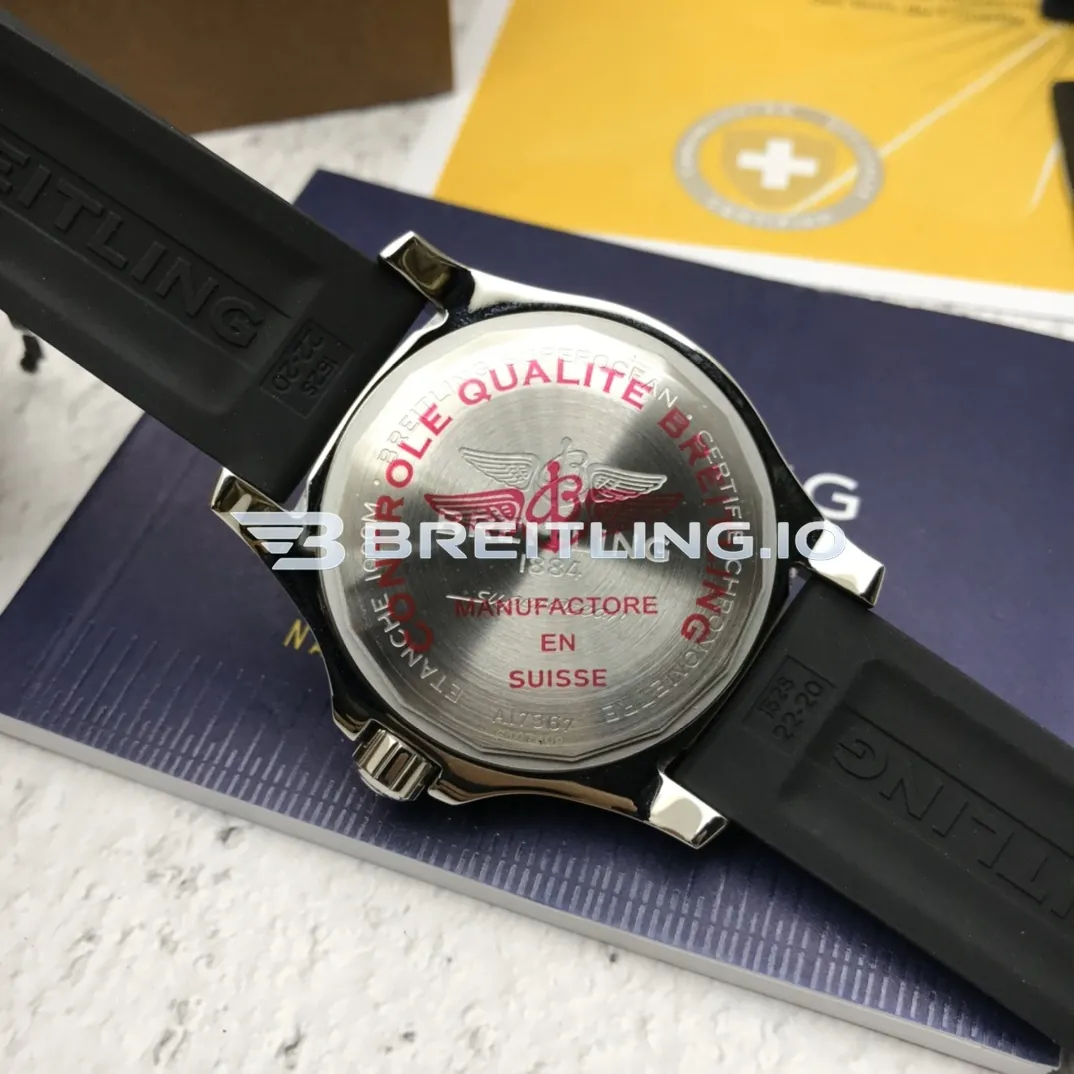 Breitling Superocean A17366021B1S1 42mm Black Dial Black Ceramic Bezel Black Embossed Rubber Strap Super Clone Back View