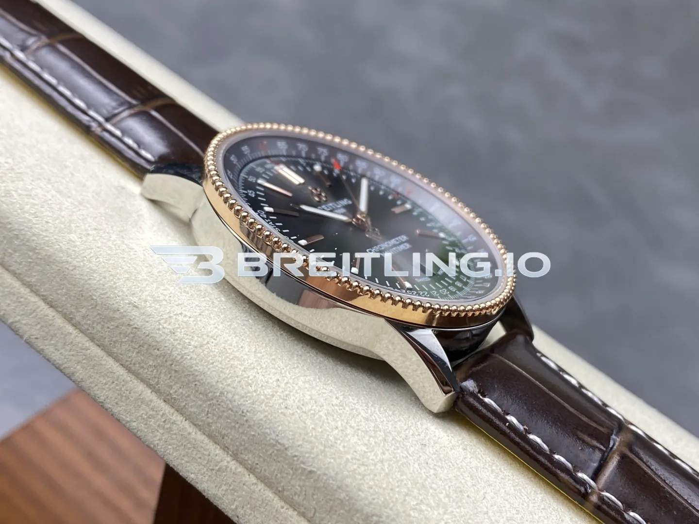 Breitling Navitimer U17326121M1P1 41mm Dark Grey Dial 18K Rose Gold Bezel Two-Tone Steel Super Clone Left View