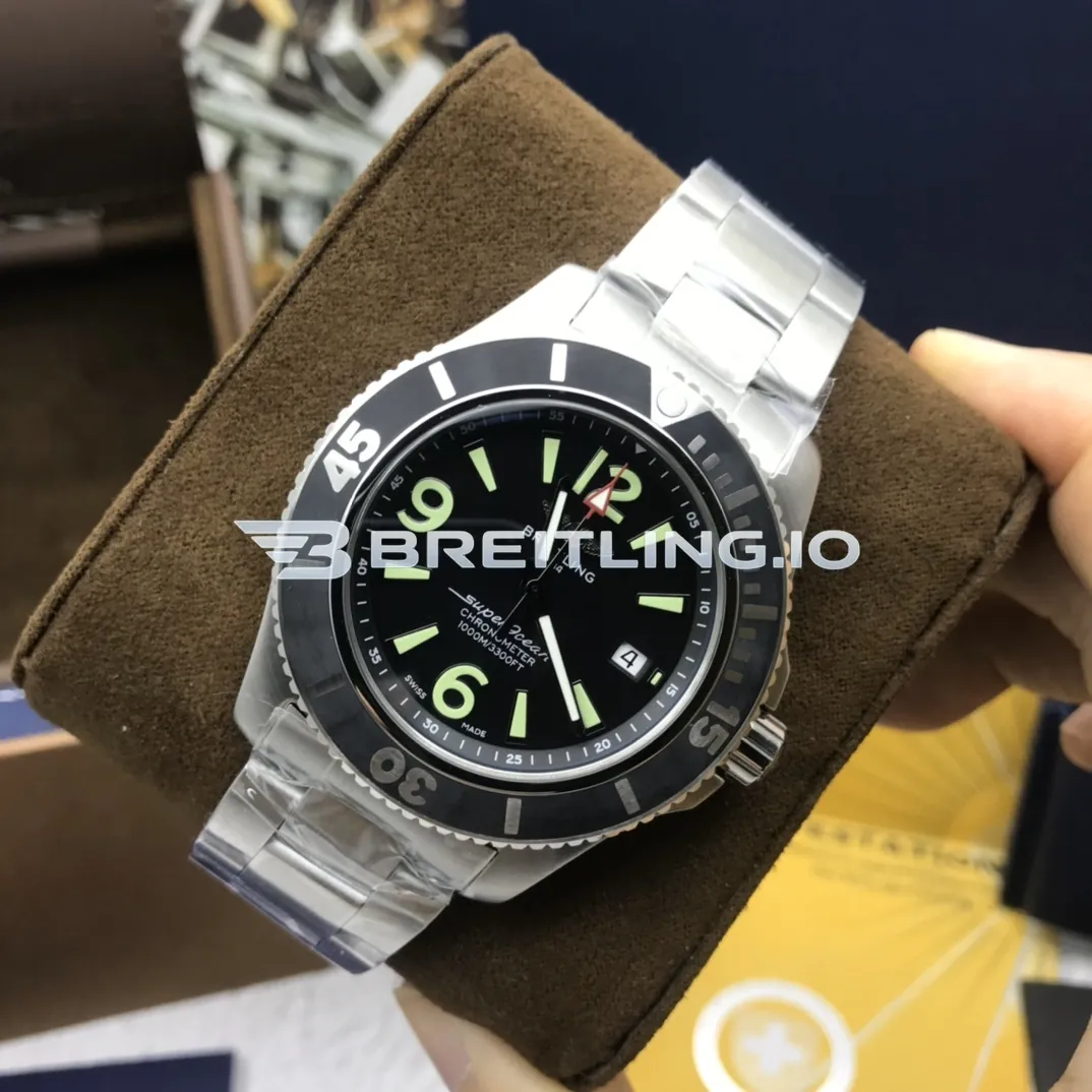 Breitling Superocean A17366021B1A1 42mm Black Dial Black Ceramic Bezel Stainless Steel Bracelet Super Clone Side View 2