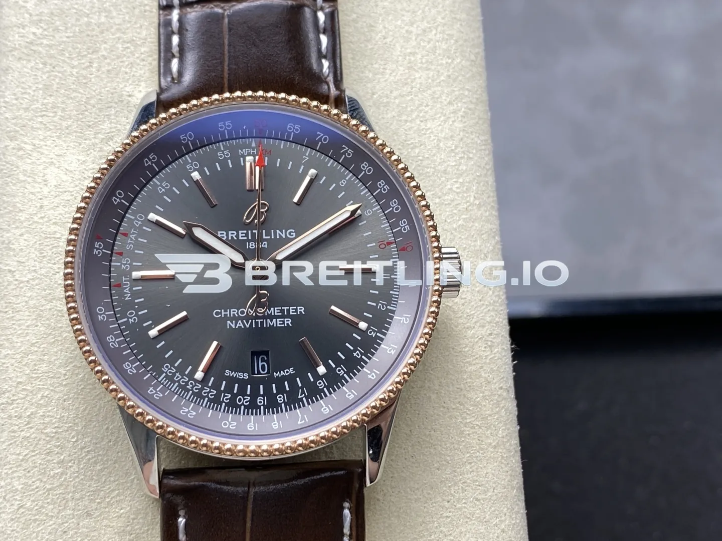 Breitling Navitimer U17326121M1P1 41mm Dark Grey Dial 18K Rose Gold Bezel Two-Tone Steel Super Clone Front View