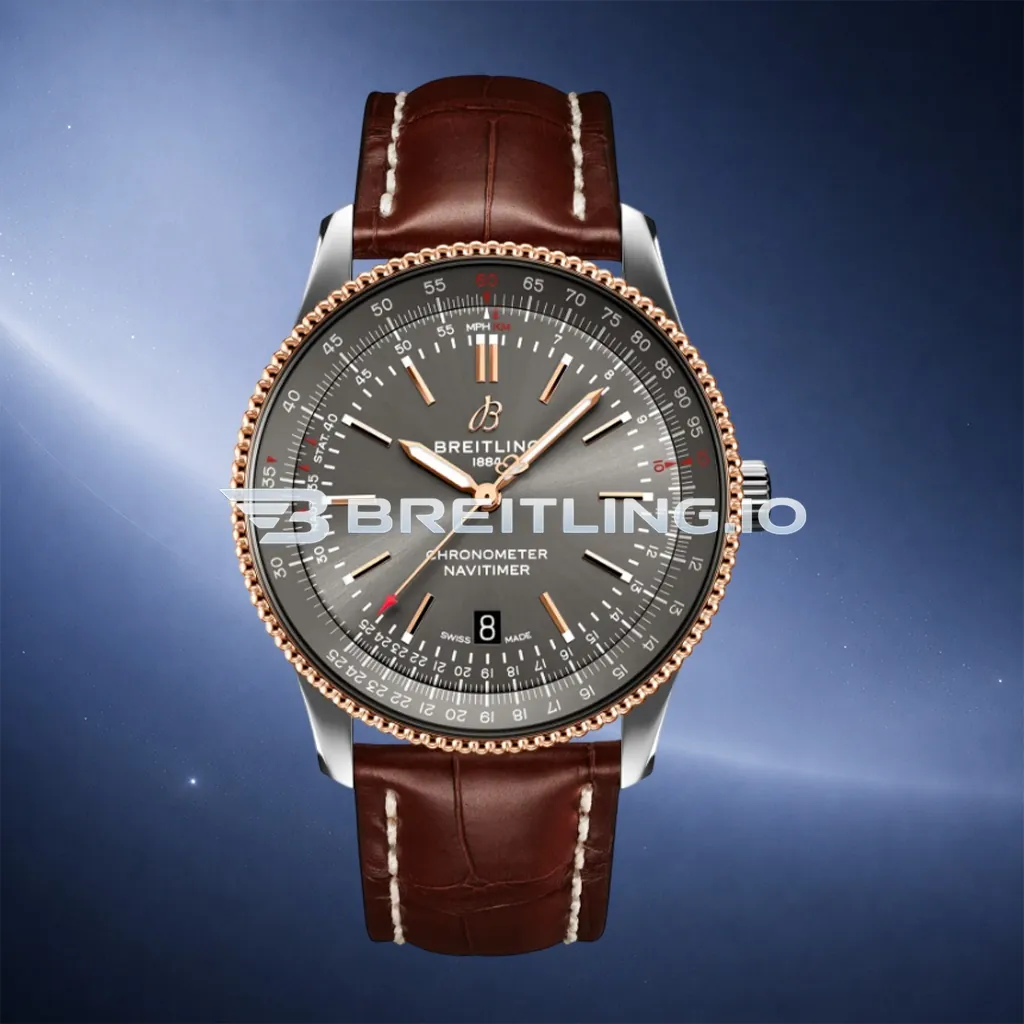 Breitling Navitimer U17326121M1P1 41mm Dark Grey Dial 18K Rose Gold Bezel Two-Tone Steel Super Clone First Image