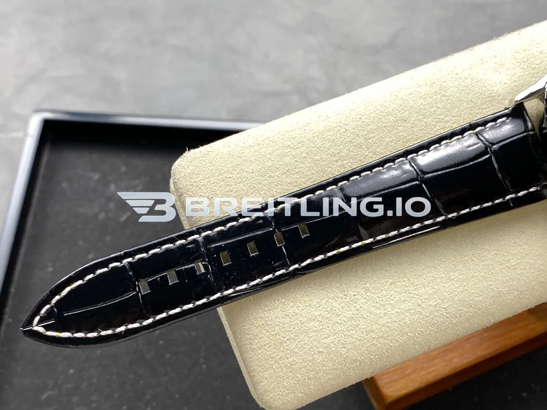 Breitling Navitimer A17329171C1P1 41mm Ice Blue Dial Polished Rotating Bezel Black Leather Strap Replica Strap