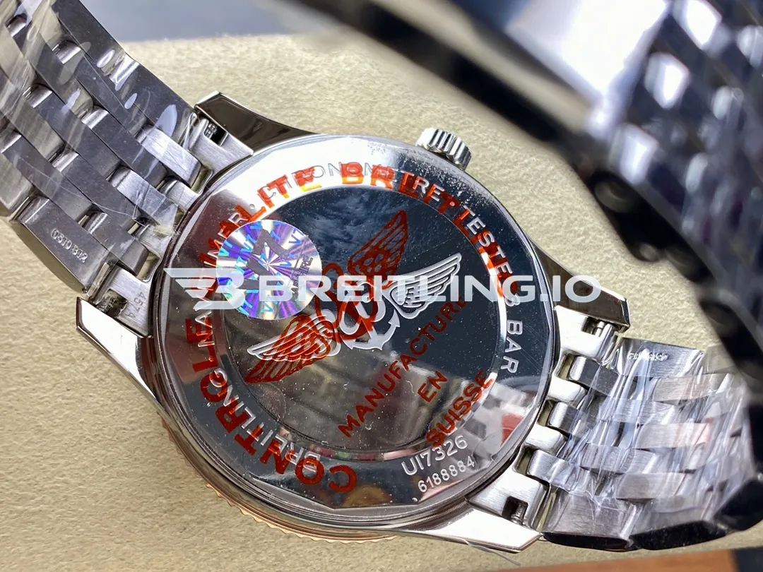 Breitling Navitimer U17326211G1A1 41mm White Dial 18K Rose Gold Beaded Bezel Two-Tone Steel Super Clone Back View