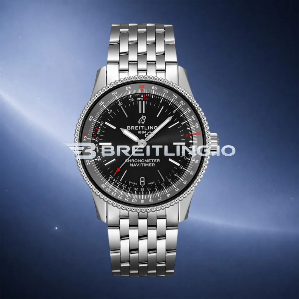 Breitling Navitimer A17325241B1A1 41mm Black Dial Silver Beaded Bezel Stainless Steel Bracelet Super Clone First Image