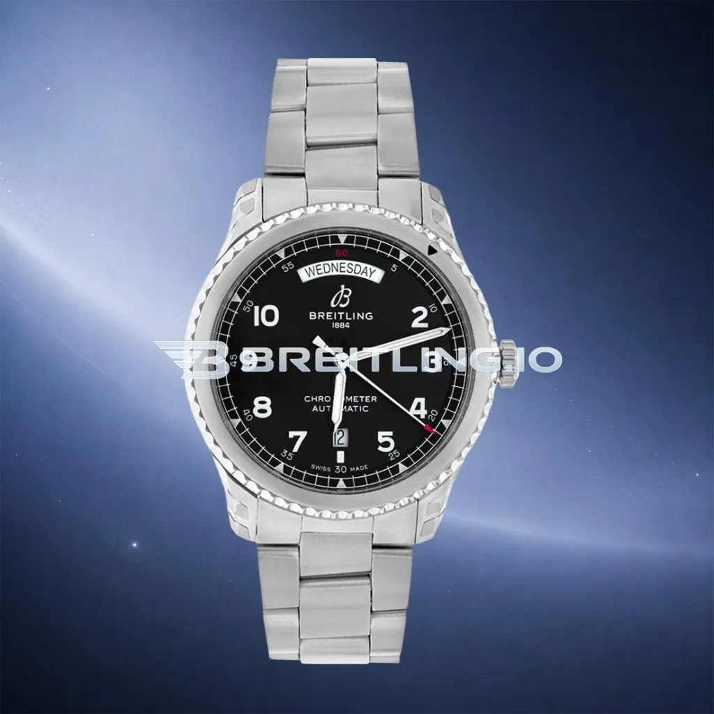 Breitling Navitimer A45330101B1A1 41mm Black Sunburst Dial Brushed Stainless Steel Case Day-Date Replica First Image