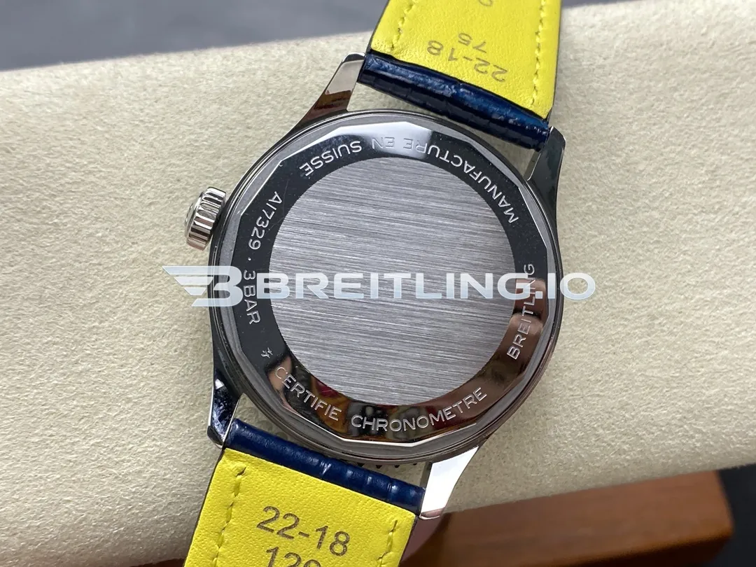 Breitling Navitimer A17329161C1P1 41mm Deep Blue Dial Polished Rotating Bezel Blue Leather Strap Replica Back View