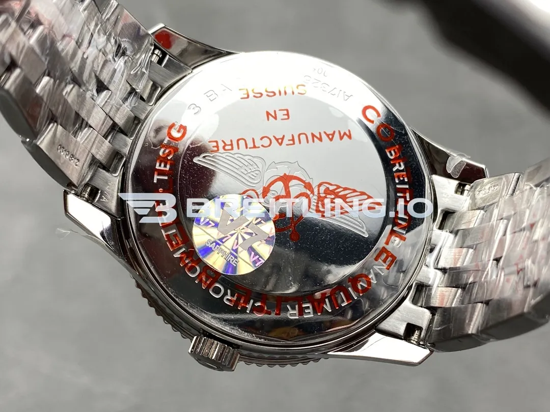 Breitling Navitimer A17325241B1A1 41mm Black Dial Silver Beaded Bezel Stainless Steel Bracelet Super Clone Back View