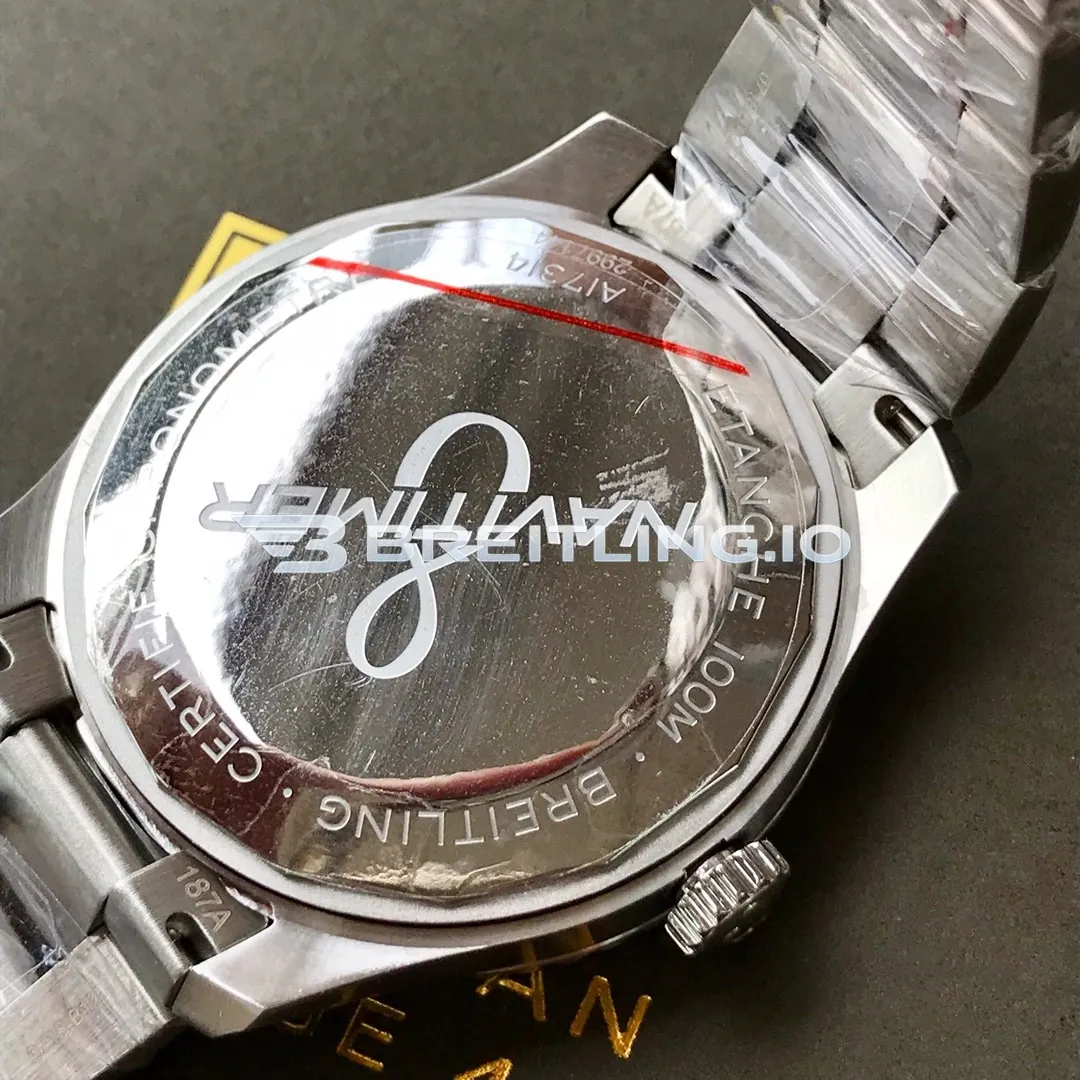 Breitling Navitimer A45330101B1A1 41mm Black Sunburst Dial Brushed Stainless Steel Case Day-Date Replica Back View