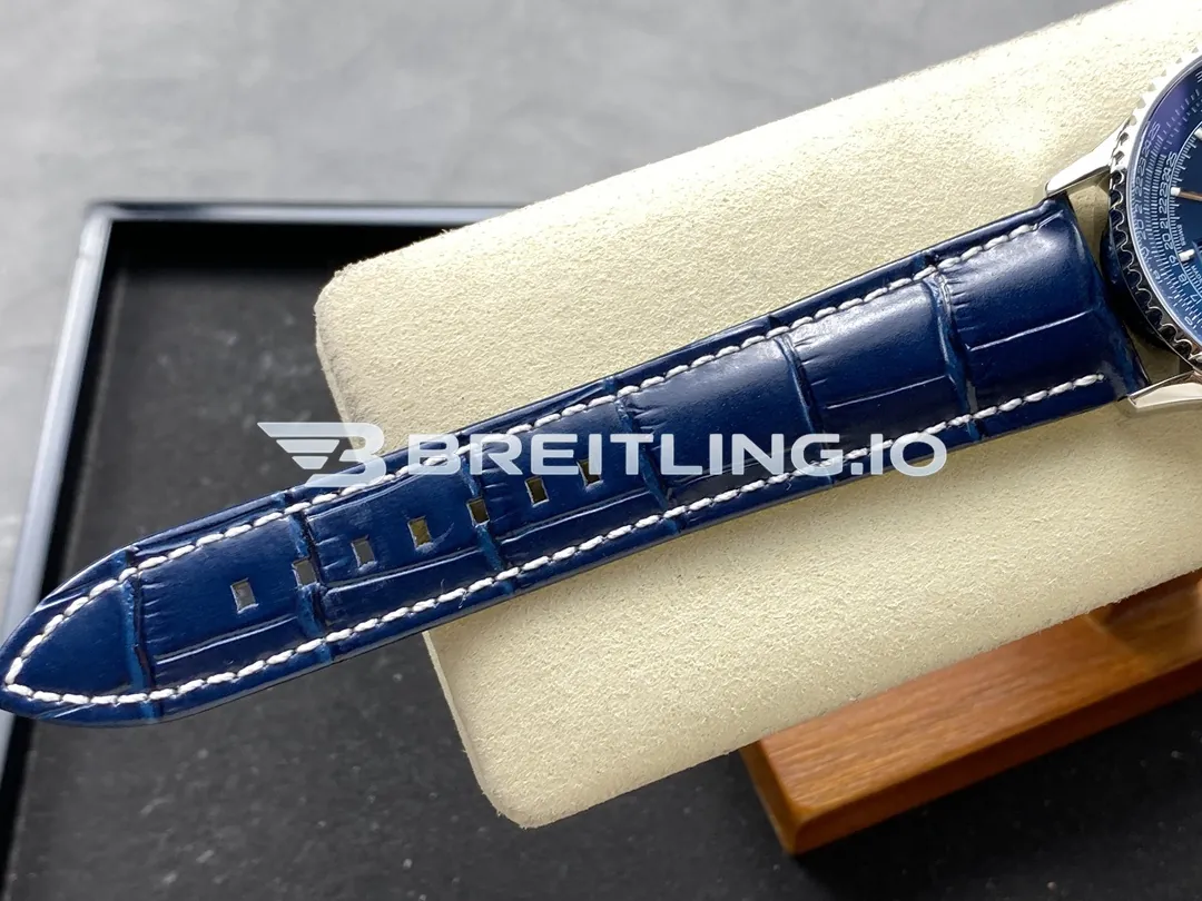 Breitling Navitimer A17329161C1P1 41mm Deep Blue Dial Polished Rotating Bezel Blue Leather Strap Replica Strap