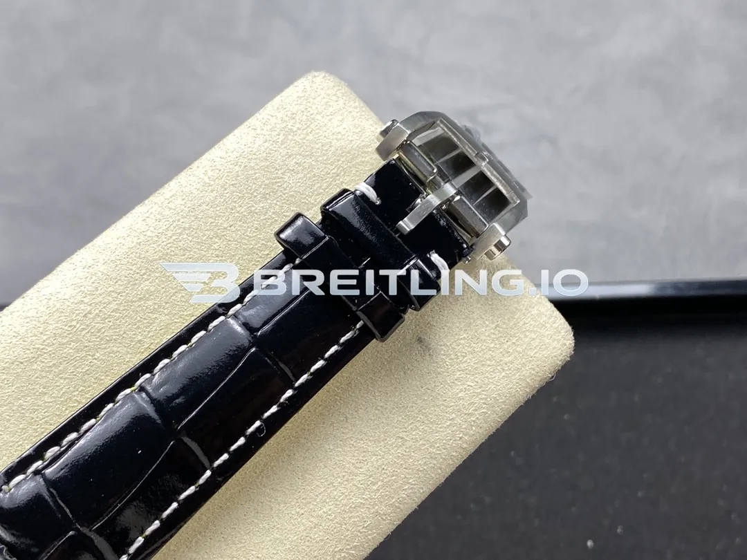 Breitling Navitimer A17329371L1P1 41mm Green Dial Polished Rotating Bezel Black Leather Strap Replica Strap And Clasp