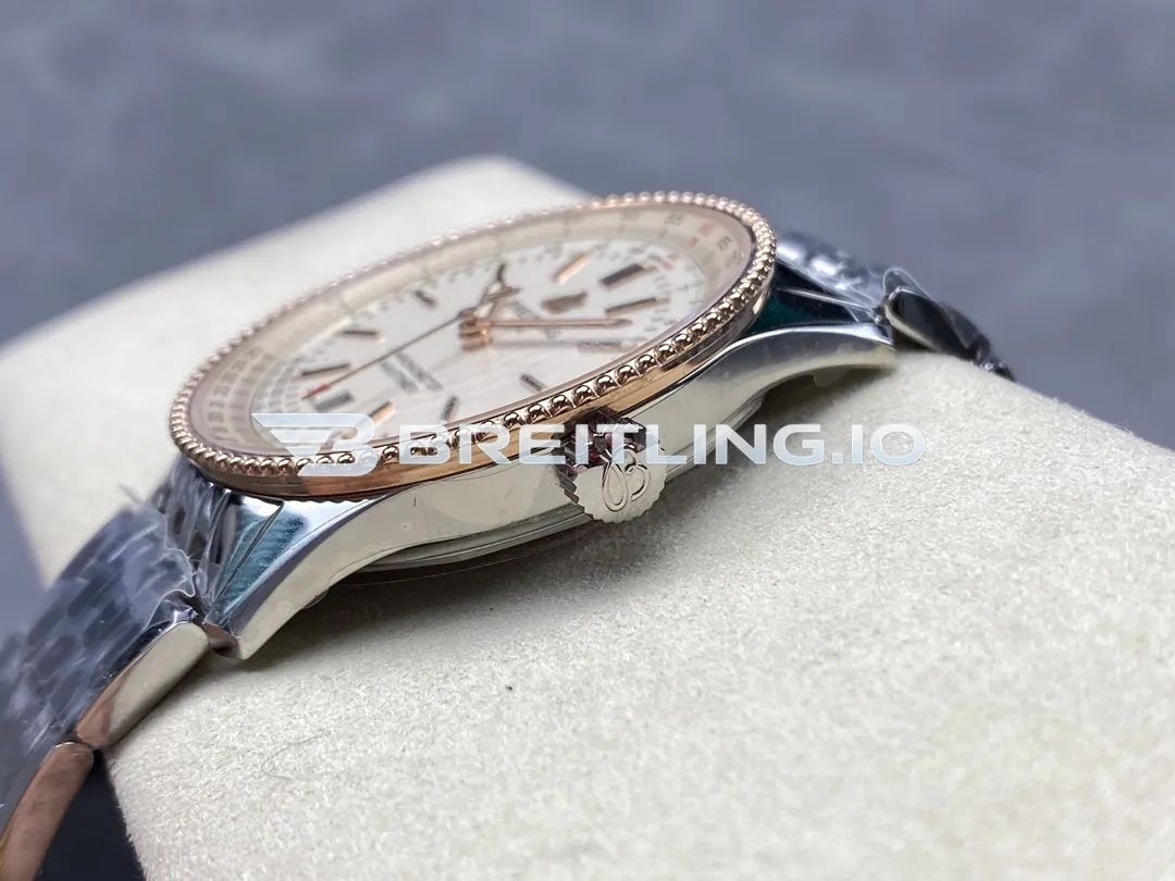 Breitling Navitimer U17326211G1A1 41mm White Dial 18K Rose Gold Beaded Bezel Two-Tone Steel Super Clone Right View