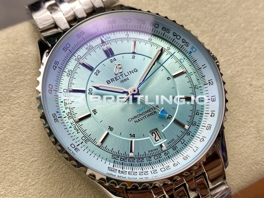 Breitling Navitimer GMT A32310171C1A1 41mm Ice Blue Dial Polished Stainless Steel Case Super Clone Dial Detail 1