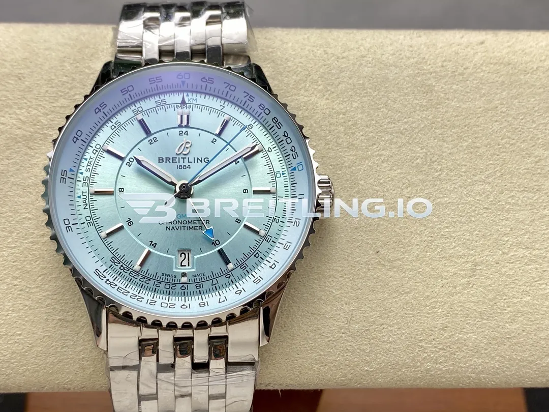 Breitling Navitimer GMT A32310171C1A1 41mm Ice Blue Dial Polished Stainless Steel Case Super Clone Front View