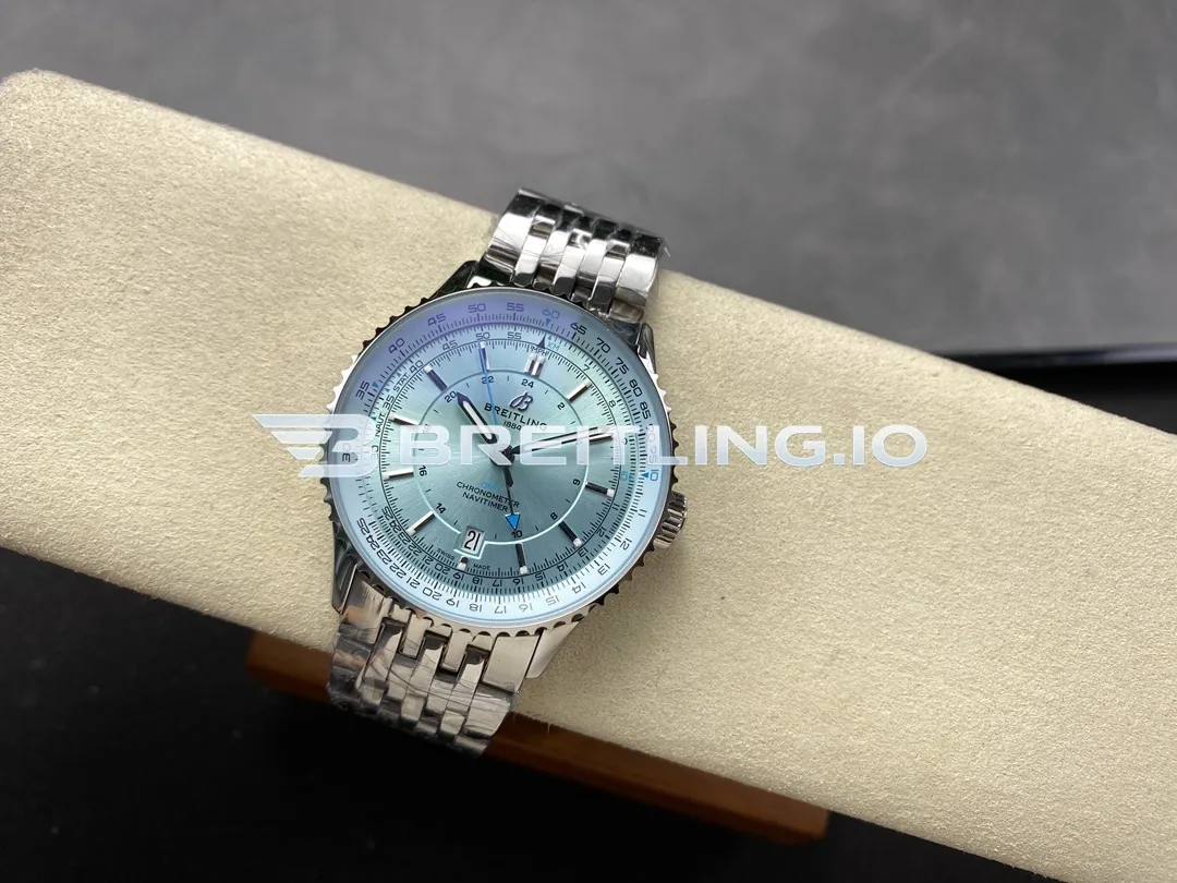 Breitling Navitimer GMT A32310171C1A1 41mm Ice Blue Dial Polished Stainless Steel Case Super Clone Side View 2