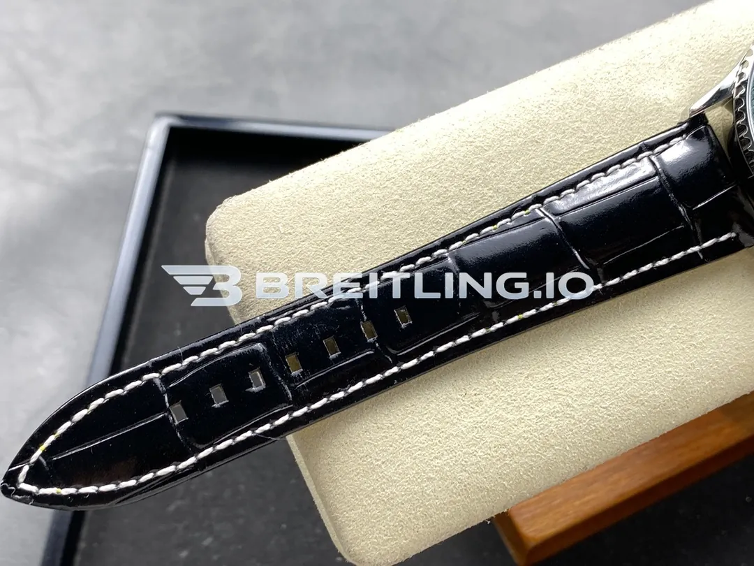 Breitling Navitimer A17329371L1P1 41mm Green Dial Polished Rotating Bezel Black Leather Strap Replica Strap