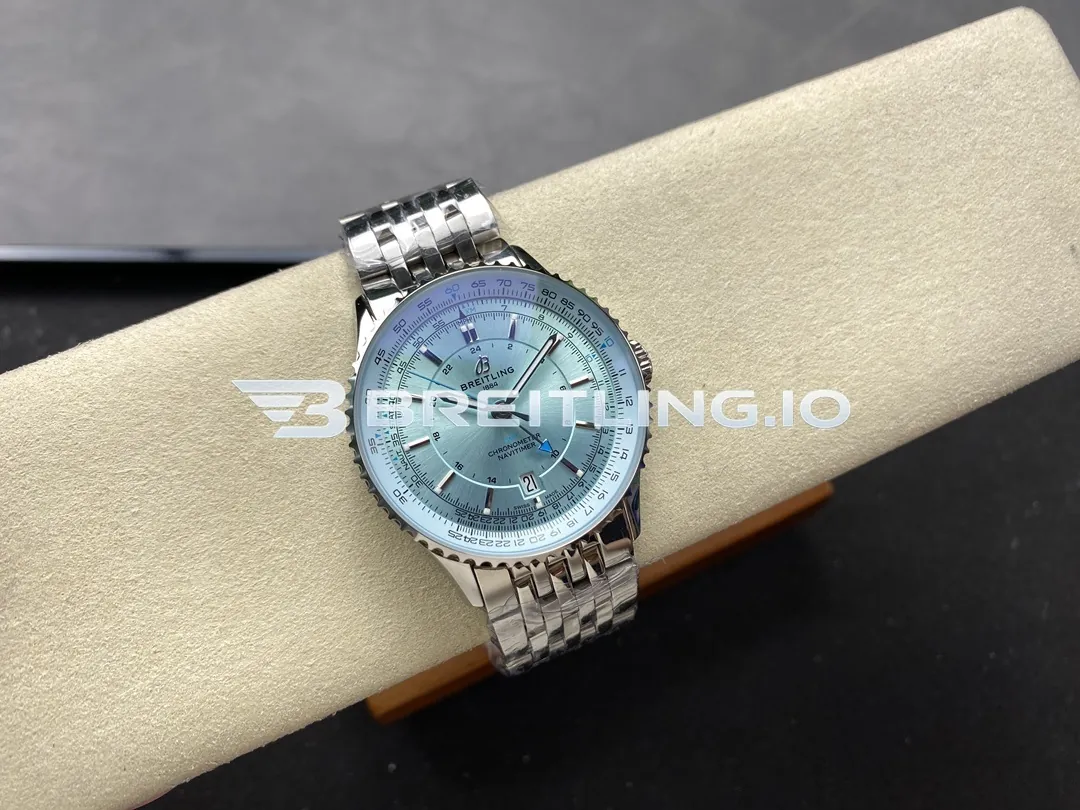 Breitling Navitimer GMT A32310171C1A1 41mm Ice Blue Dial Polished Stainless Steel Case Super Clone Side View 1