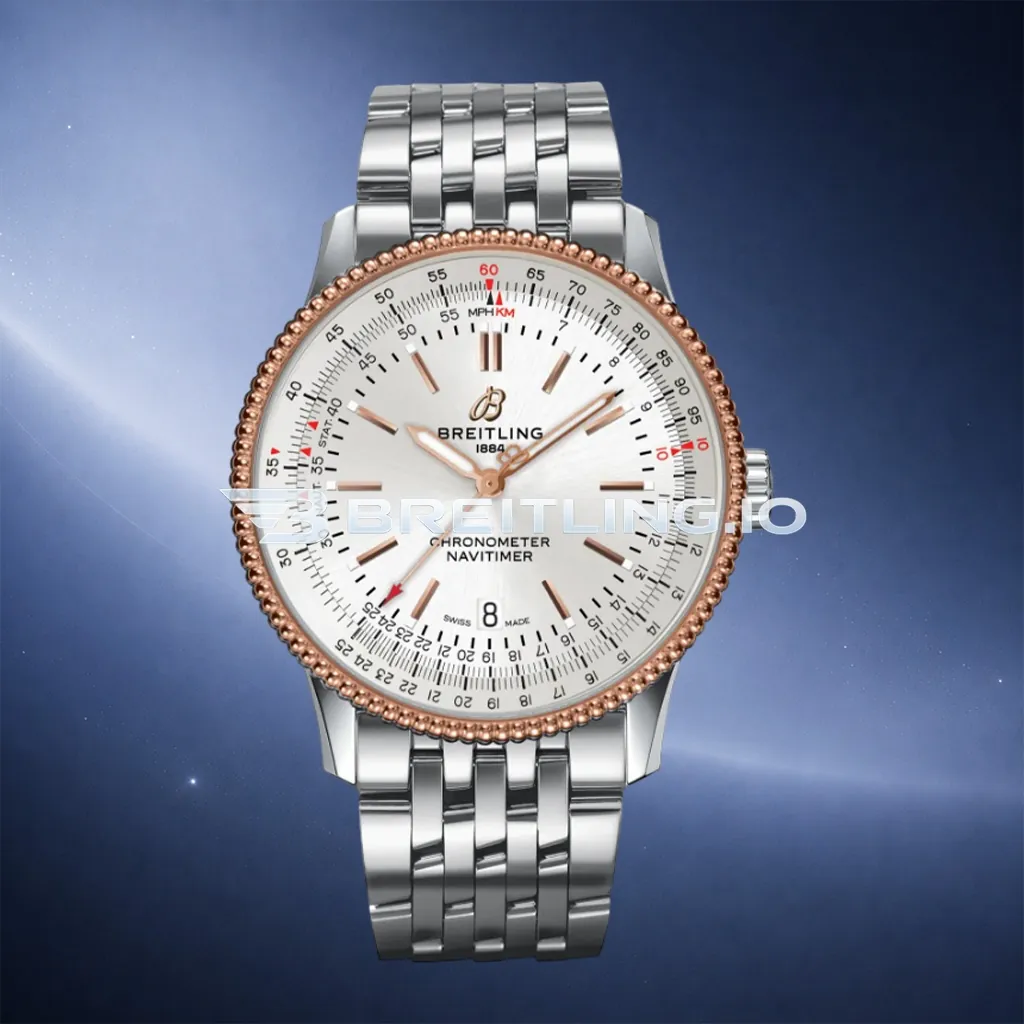 Breitling Navitimer U17326211G1A1 41mm White Dial 18K Rose Gold Beaded Bezel Two-Tone Steel Super Clone First Image
