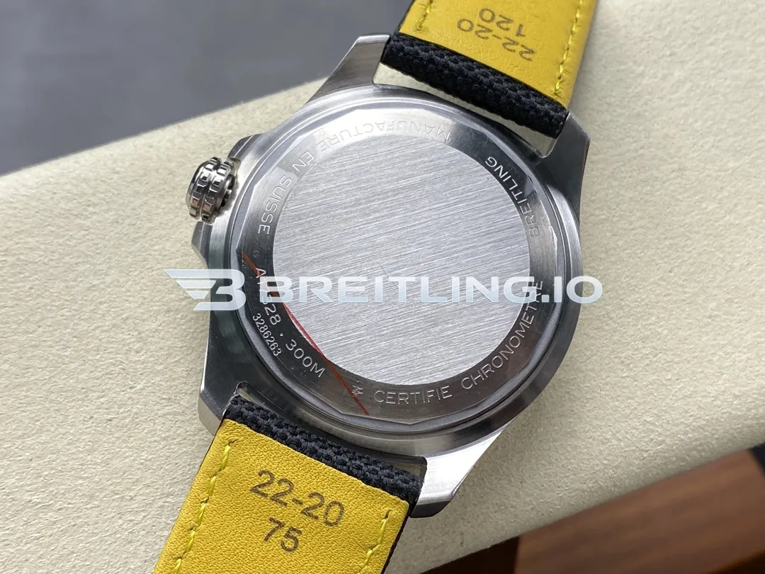 Breitling Avenger II GMT A323201A1B1X1 44mm Black Dial Unidirectional Ratchet Bezel Black Fabric Strap Replica Back View