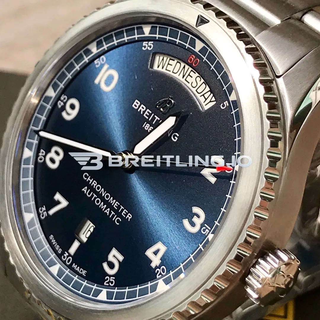 Breitling Navitimer A45330101C1A1 41mm Blue Sunburst Dial Brushed Stainless Steel Case Day-Date Super Clone Right View