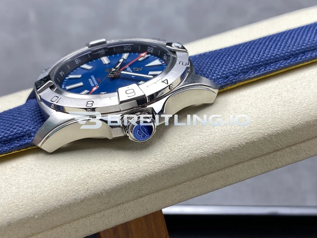Breitling Avenger II GMT A32320101C1X1 41mm Blue Dial Brushed Stainless Steel Bezel Blue Fabric Strap Replica Right View