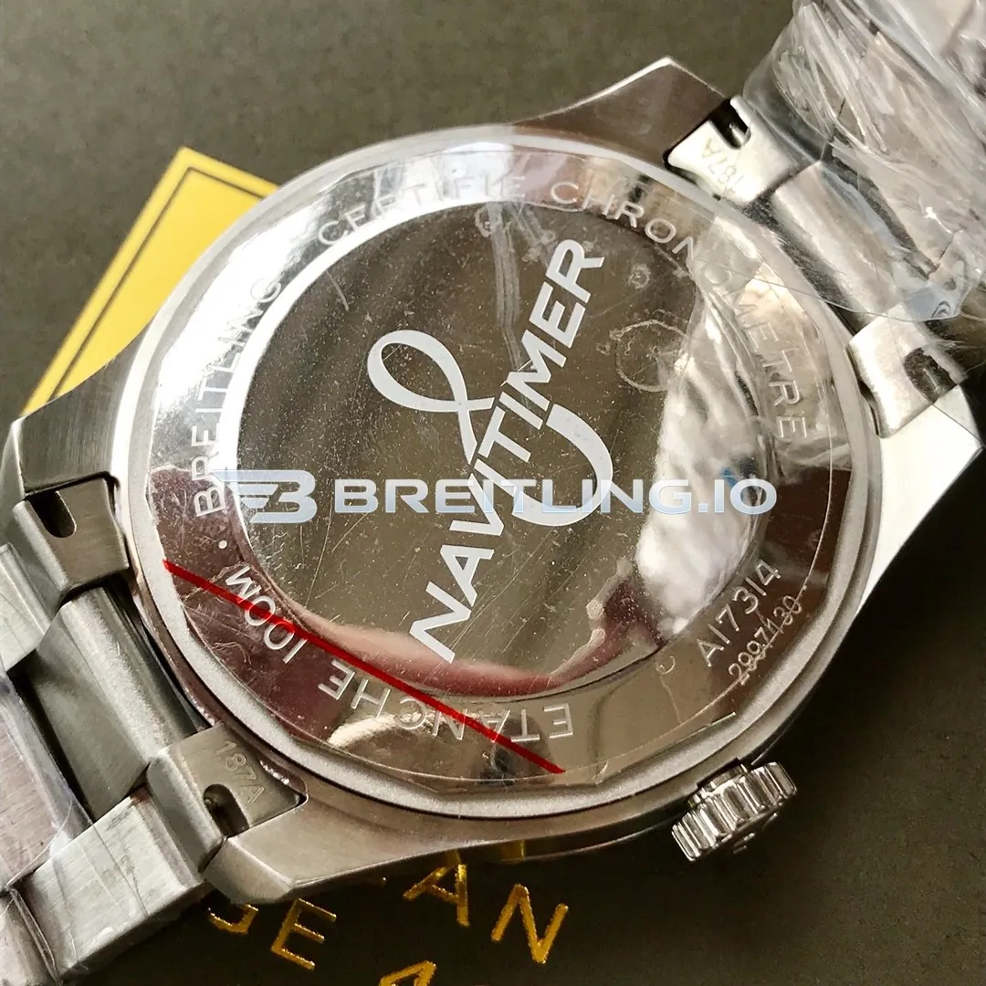 Breitling Navitimer A45330101C1A1 41mm Blue Sunburst Dial Brushed Stainless Steel Case Day-Date Super Clone Back View