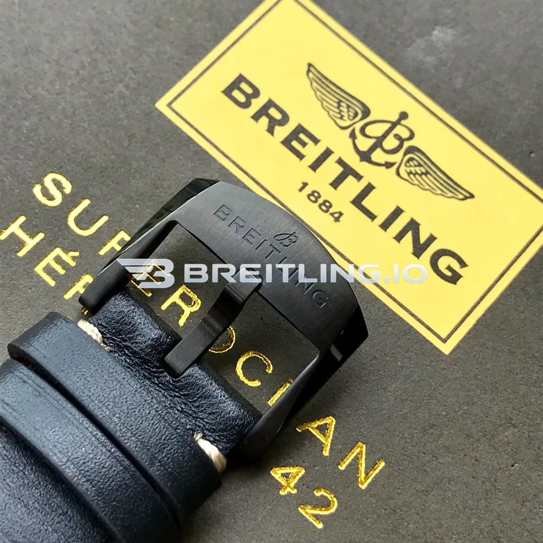 Breitling Navitimer M17314101B1X1 41mm Black Dial DLC Coated Black Steel Case Black Leather Strap Replica Clasp