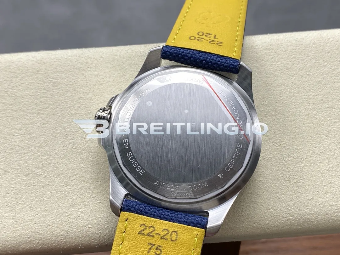 Breitling Avenger II GMT A32320101C1X1 41mm Blue Dial Brushed Stainless Steel Bezel Blue Fabric Strap Replica Back View