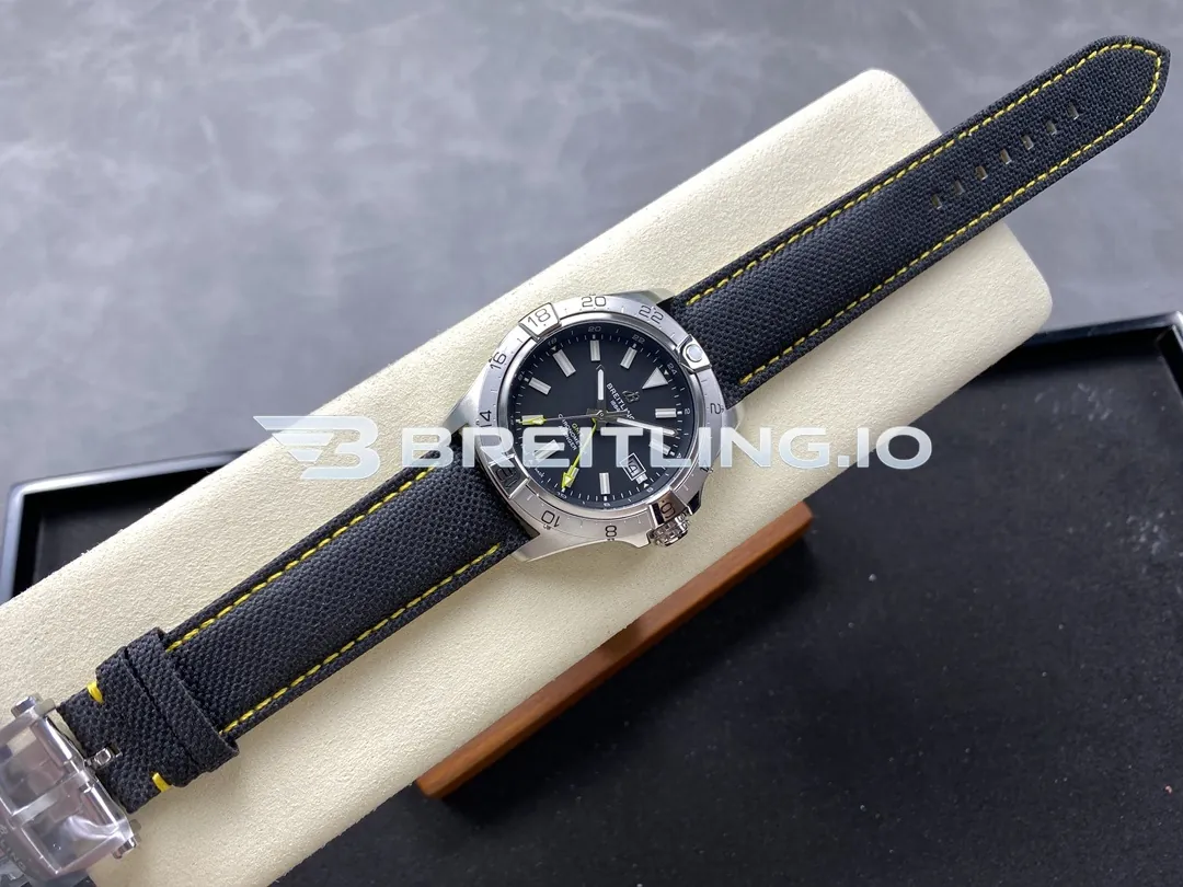 Breitling Avenger II GMT A323201A1B1X1 44mm Black Dial Unidirectional Ratchet Bezel Black Fabric Strap Replica Side View