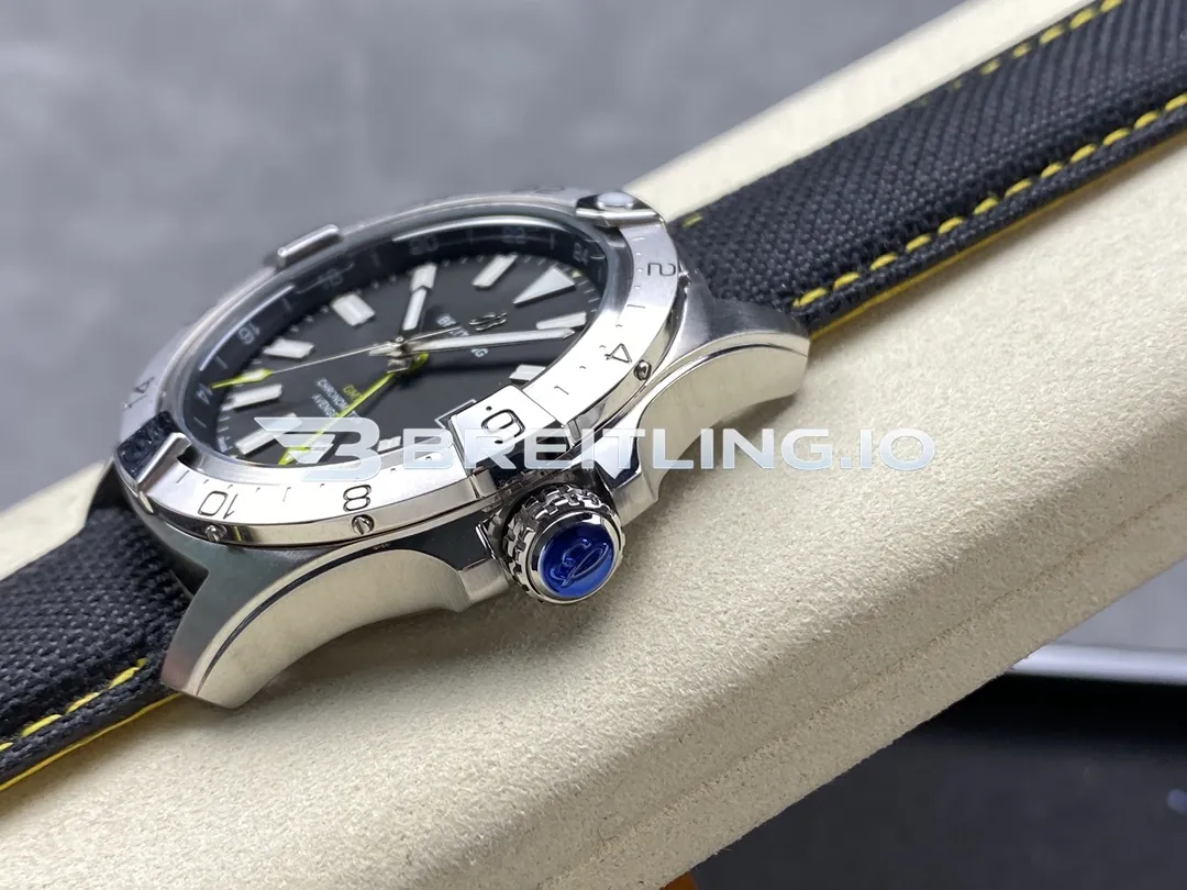 Breitling Avenger II GMT A323201A1B1X1 44mm Black Dial Unidirectional Ratchet Bezel Black Fabric Strap Replica Right View