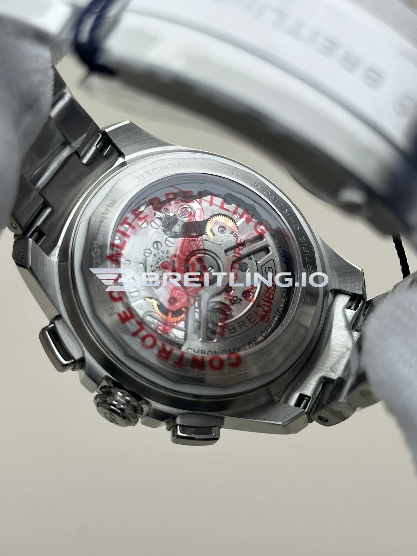Breitling Avenger Chronograph B01 44mm AB0147101A1A1 Cream Sand Dial Brushed Satin Stainless Steel Bezel Super Clone Back View 2