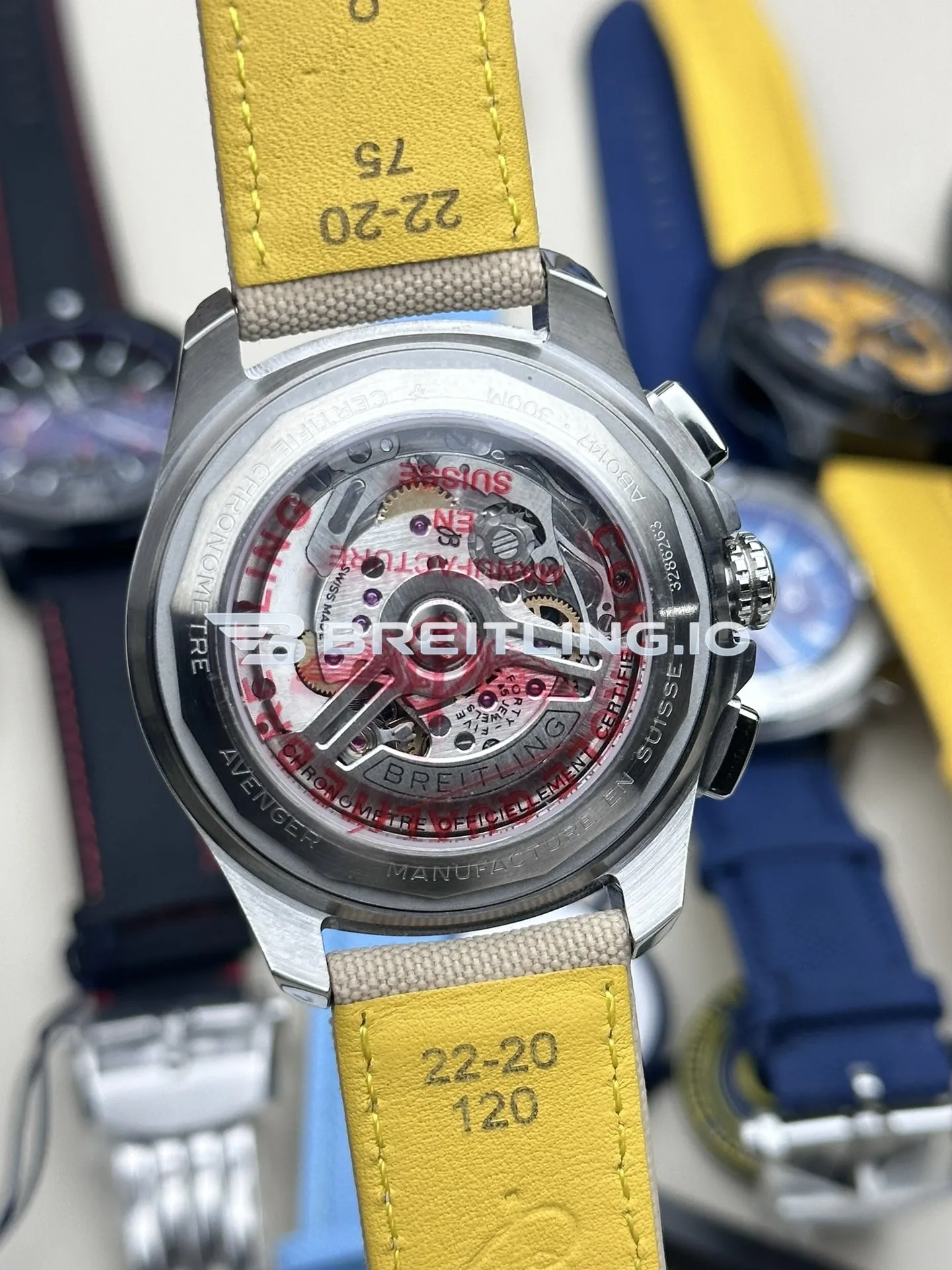 Breitling Avenger Chronograph B01 44mm AB0147101A1X1 Sand Dial Brushed Satin Stainless Steel Bezel Super Clone Back View 1