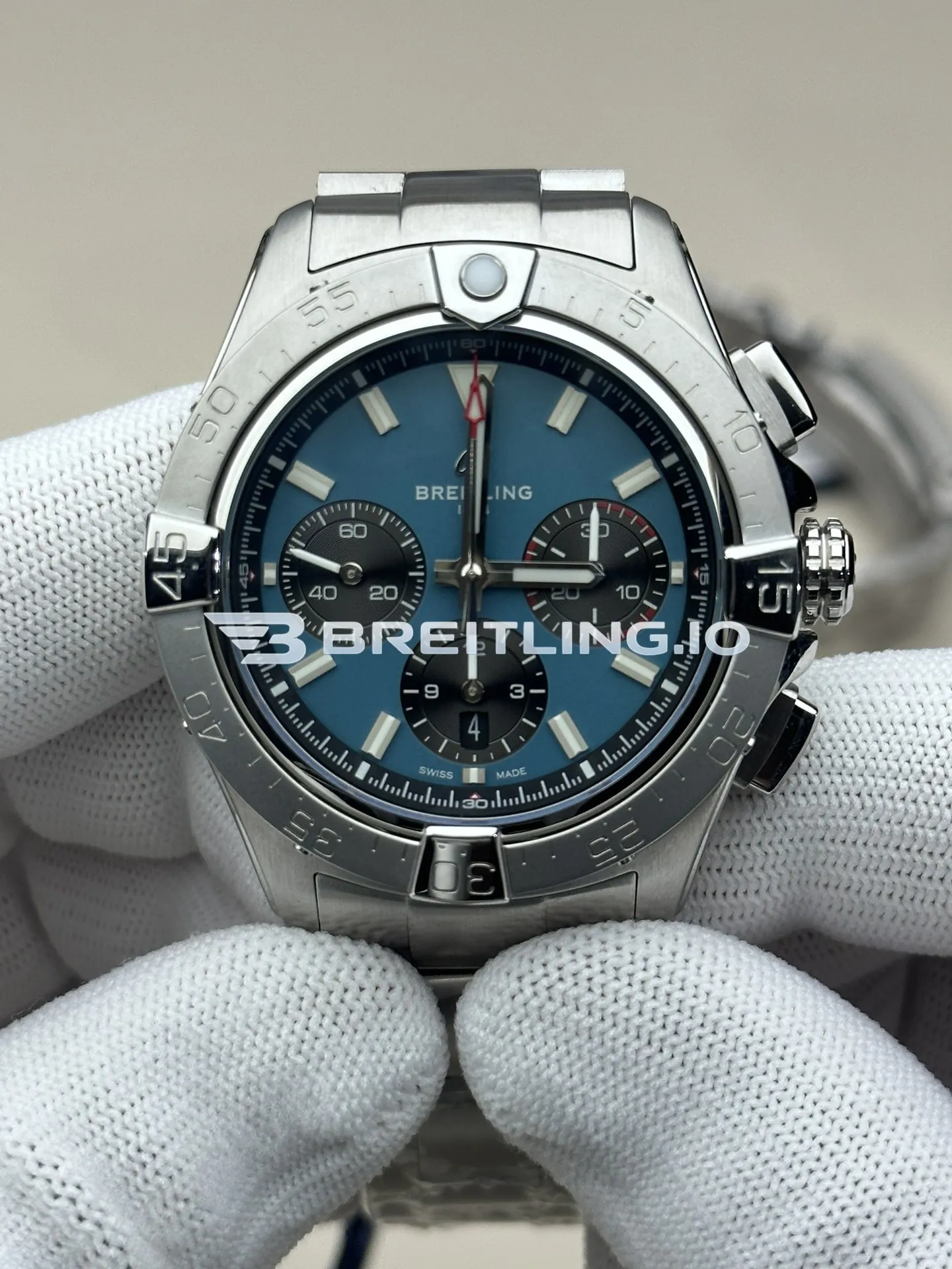 Breitling Avenger Chronograph B01 44mm AB0147101C1A1 Blue Dial Brushed Satin Stainless Steel Bezel Super Clone Front View