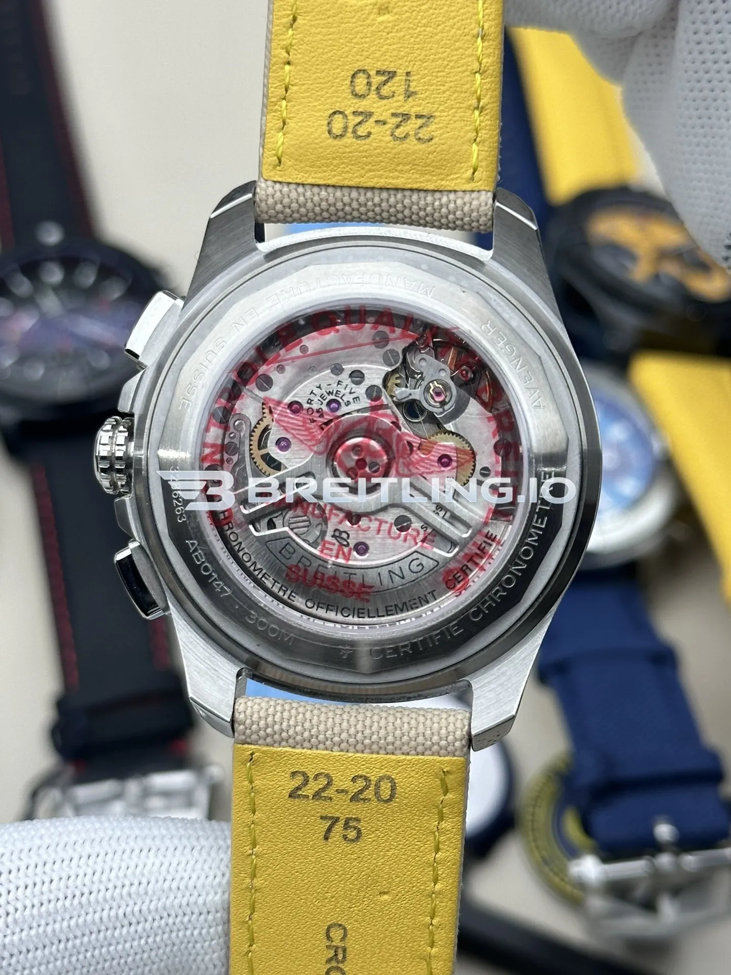 Breitling Avenger Chronograph B01 44mm AB0147101A1X1 Sand Dial Brushed Satin Stainless Steel Bezel Super Clone Back View 2