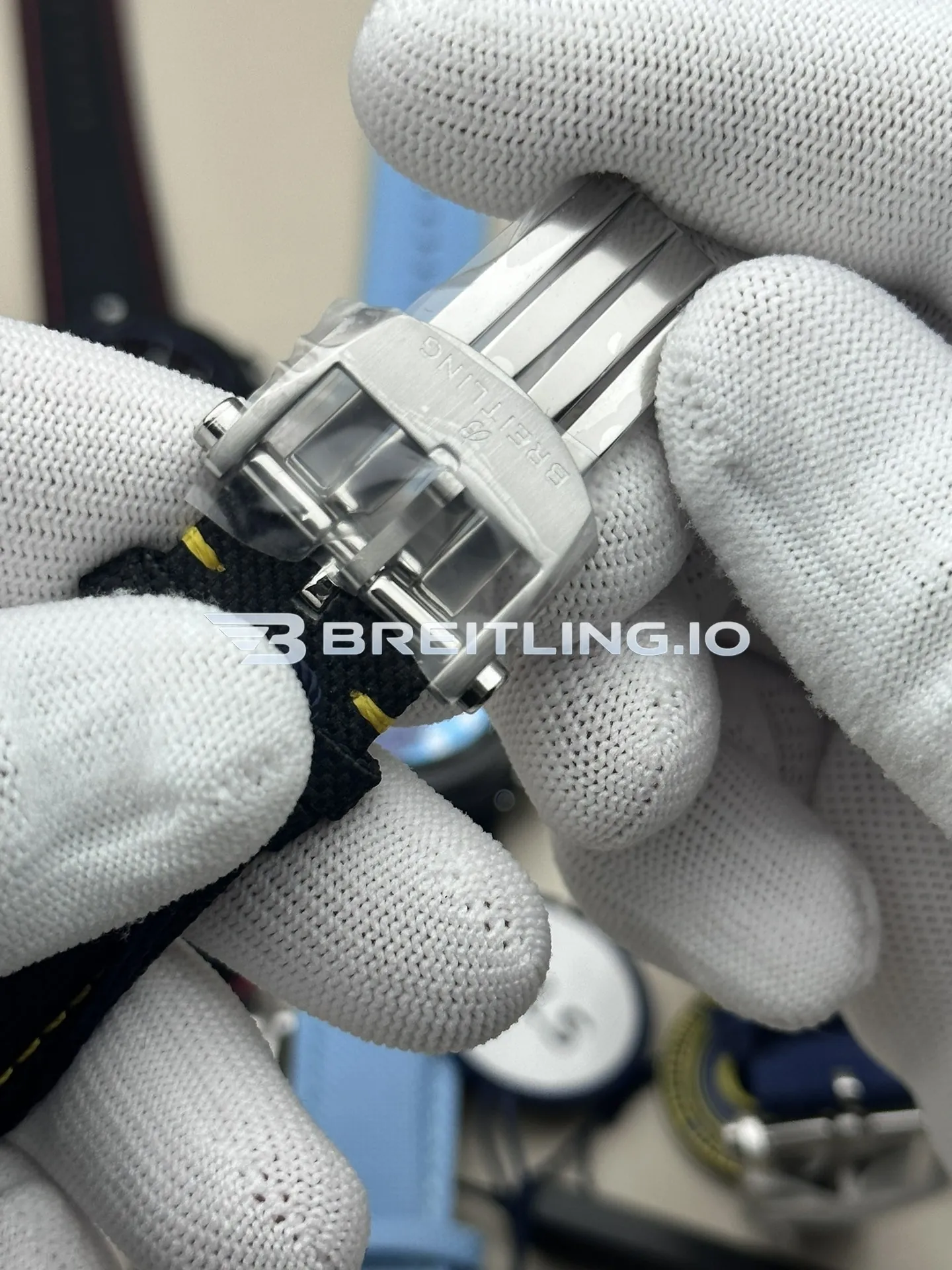 Breitling Avenger B01 Chronograph 44 Night Mission SB01472A1B1X1 Dark Grey Dial Black Ceramic Case Black Fabric Strap Replica Clasp