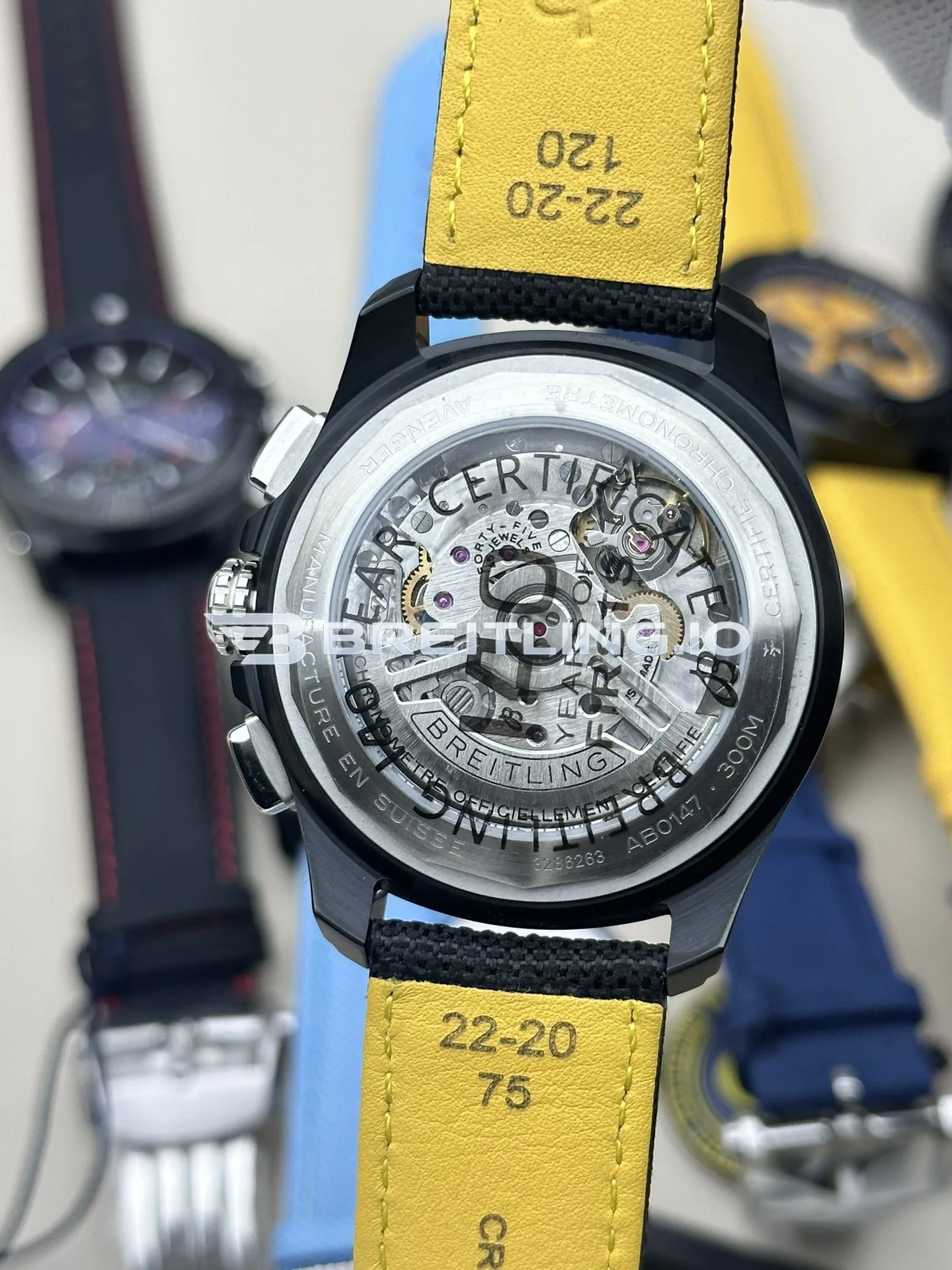 Breitling Avenger B01 Chronograph 44 Night Mission SB01472A1B1X1 Dark Grey Dial Black Ceramic Case Black Fabric Strap Replica Back View 2