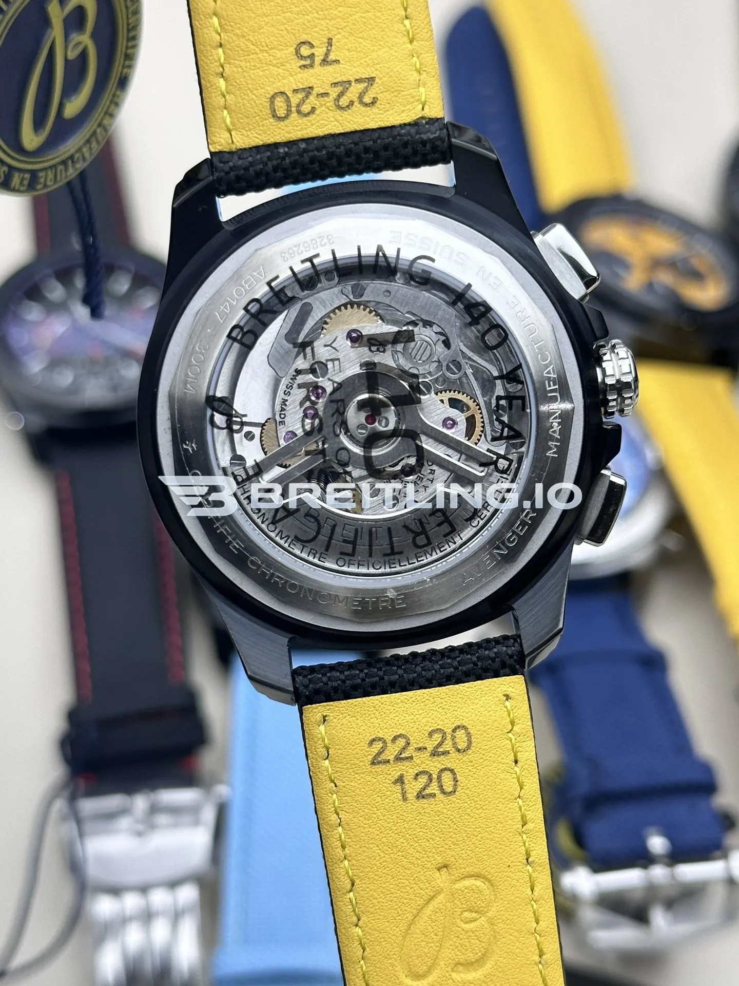 Breitling Avenger B01 Chronograph 44 Night Mission SB01472A1B1X1 Dark Grey Dial Black Ceramic Case Black Fabric Strap Replica Back View 1