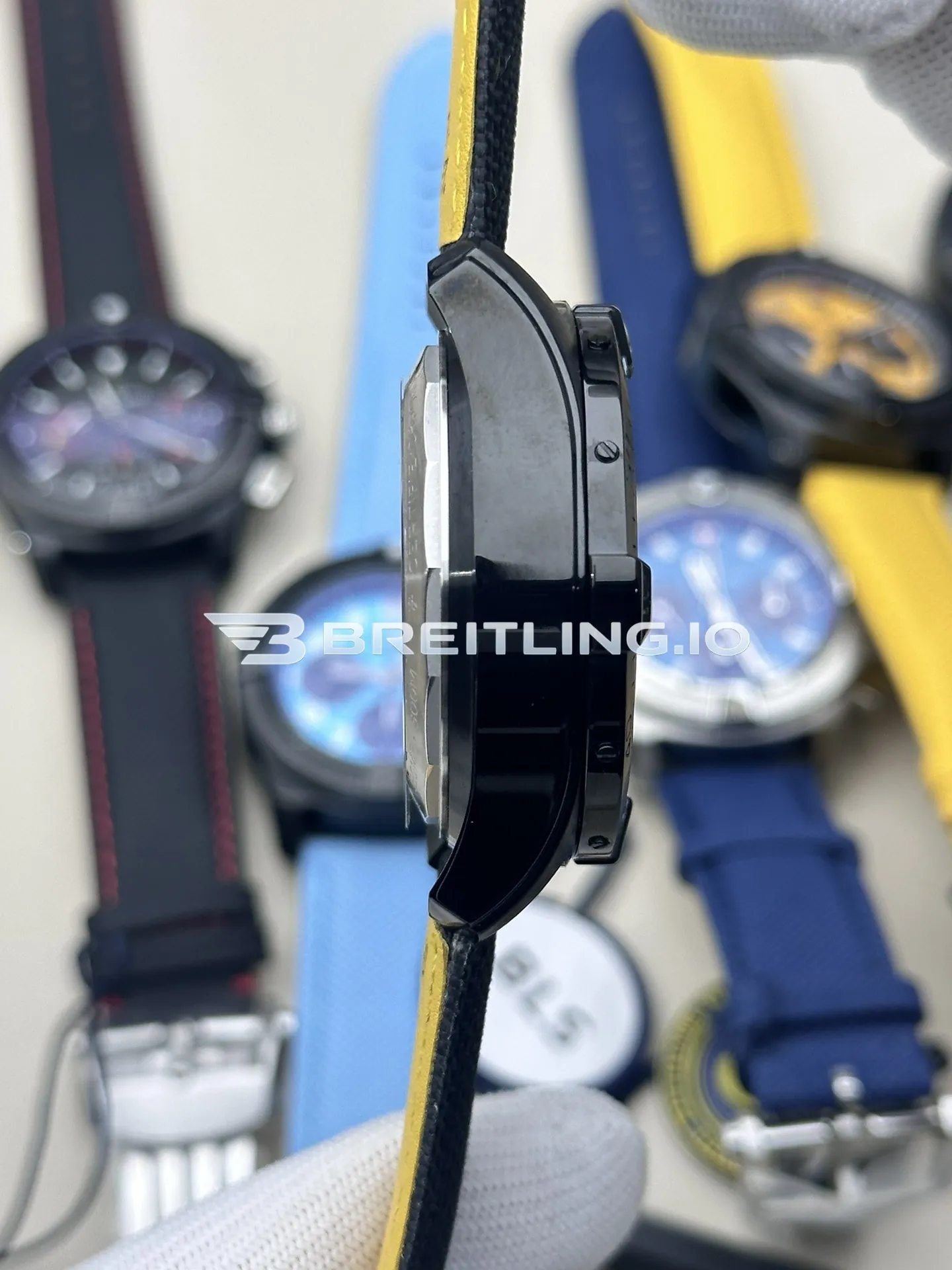 Breitling Avenger B01 Chronograph 44 Night Mission SB01472A1B1X1 Dark Grey Dial Black Ceramic Case Black Fabric Strap Replica Left View