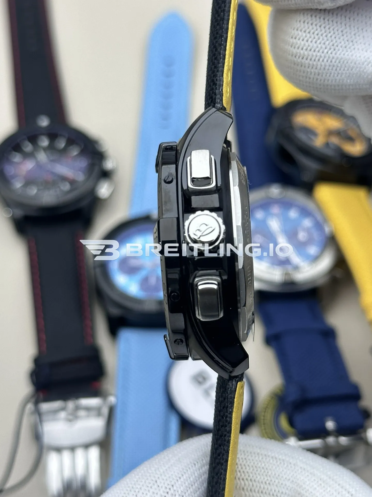 Breitling Avenger B01 Chronograph 44 Night Mission SB01472A1B1X1 Dark Grey Dial Black Ceramic Case Black Fabric Strap Replica Right View