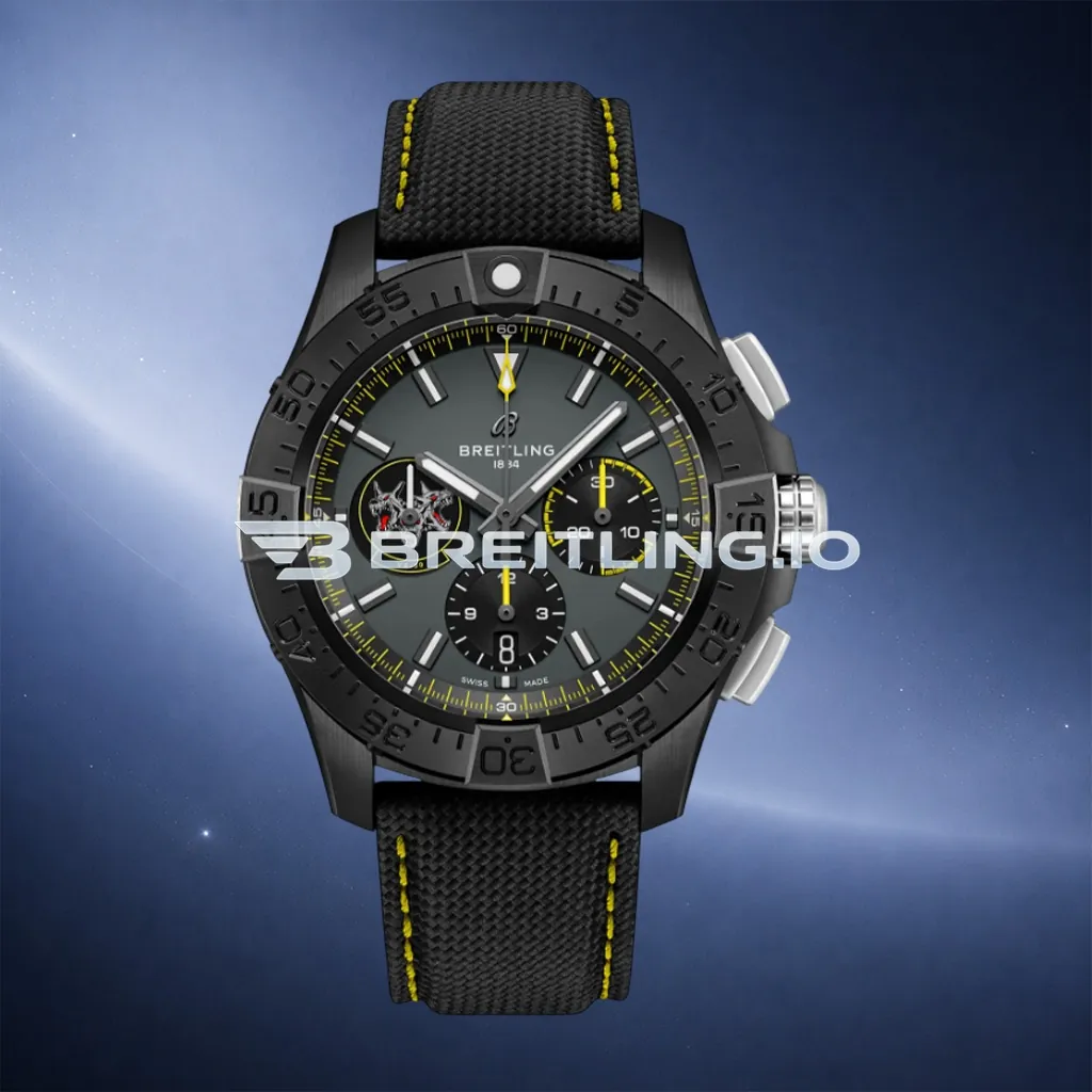 Breitling Avenger B01 Chronograph 44 Night Mission SB01472A1B1X1 Dark Grey Dial Black Ceramic Case Black Fabric Strap Replica First Image