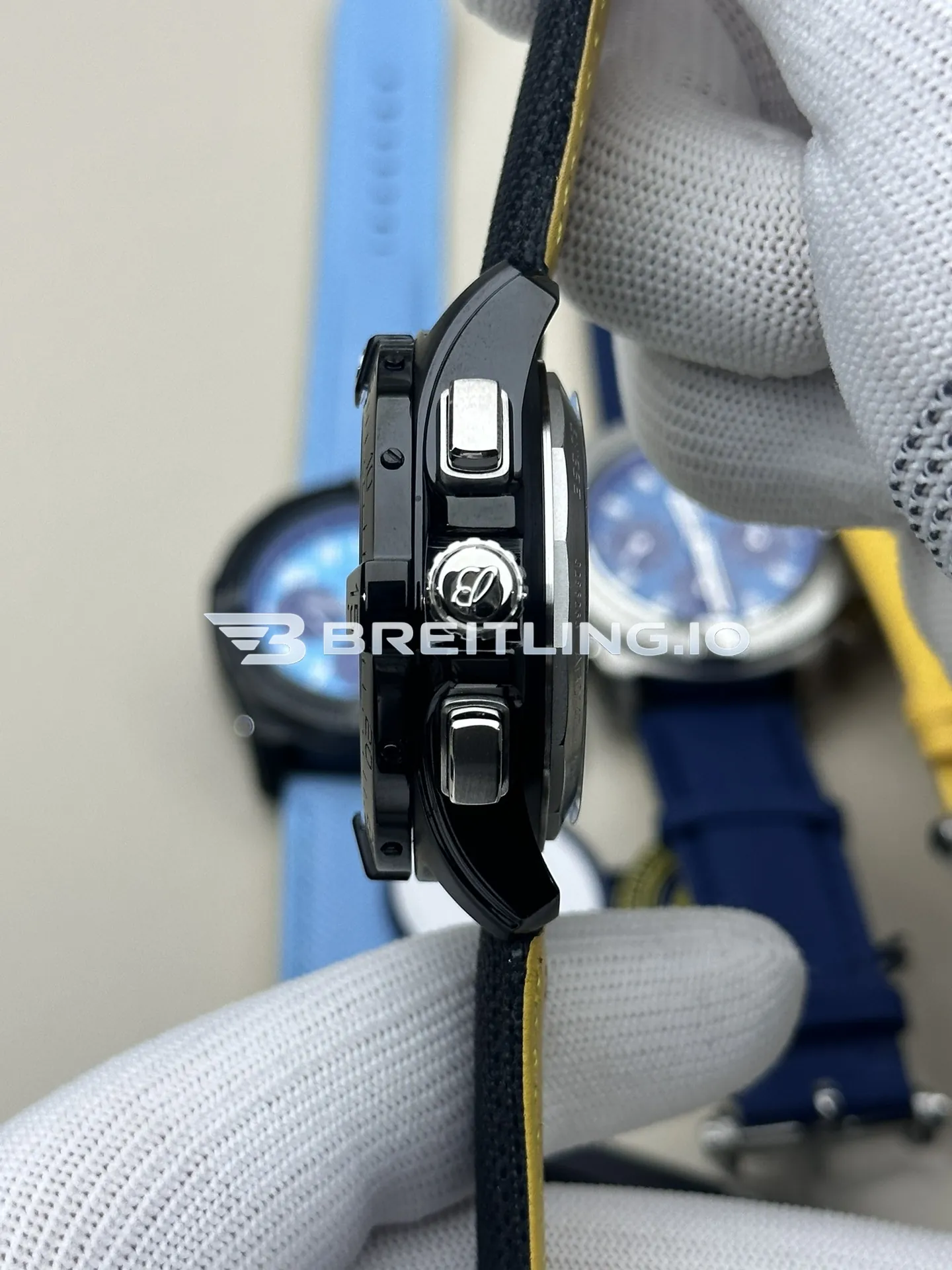 Breitling Avenger B01 Chronograph 44 Night Mission Dust Devils SB01473A1B1X1 Black Dial Black Ceramic Case Black Fabric Strap Replica Right View