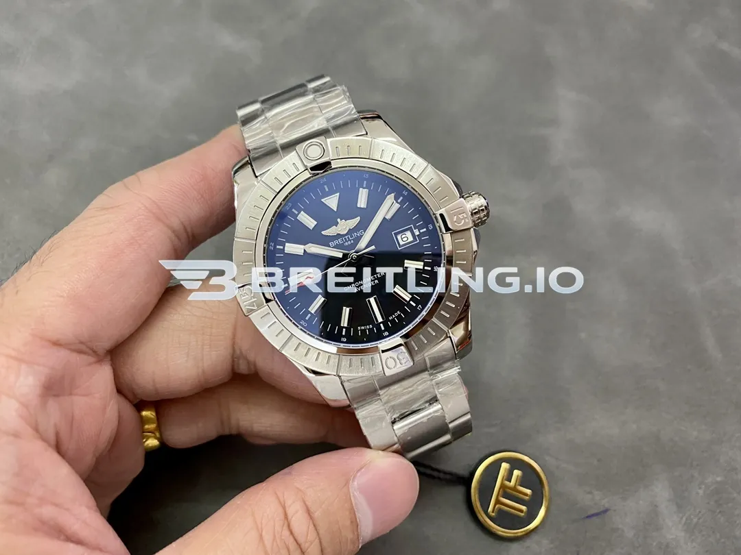 Breitling Avenger A17318101B1A1 43mm Black Dial Brushed Polished Stainless Steel Bezel Replica Side View