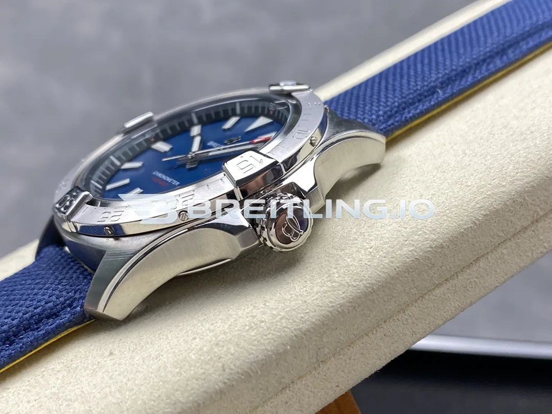 Breitling Avenger A17328101C1X1 42mm Deep Blue Dial Brushed Stainless Steel Bezel Blue Fabric Strap Replica Right View